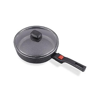 Frigideira Antiadherente com Tampa e Cabo Removível 24cm - Preto