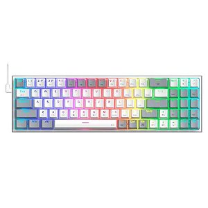 Teclado Gamer Redragon K628WG-RGB Pollux RGB USB - Branco Cinza