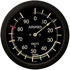 Relógio Trintec Clock 14 Pol Vintage Medidor Velocidade Do Ar Thermometer 9061Vc