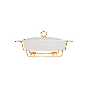 Rechaud de Porcelana Retangular 31 x 22 cm para Servir com Elegância