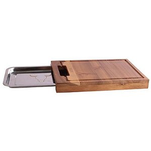 Mesa de Madeira com Bandeja de Inox Wayu