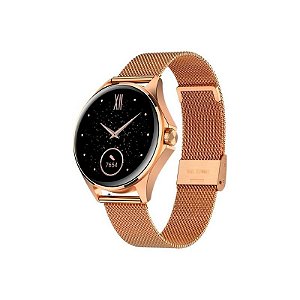 Relógio Inteligente FTX AM12-RGRGS - Ouro Rose com Pulseira de Metal Dourado
