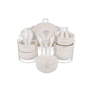 Conjunto de Sopeiras de Porcelana 15 Peças Elegantes para Servir