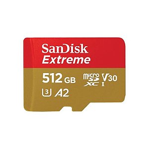 Cartão De Memória Sandisk Extreme 512Gb U3 190-130Mb/S C/ Adaptador - Alta Velocidade