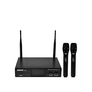 Microfone Sem Fio Prosper P6184 Preto c/ 2 Microfones - Sistema Profissional