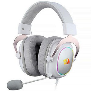 Fone de Ouvido Gamer Redragon Zeus-X H510W-RGB - Branco e Iluminação LED