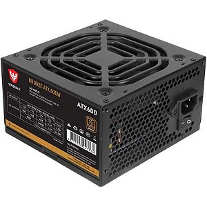 Fonte ATX 600W 80 Plus Bronze Bivolt - Energia Eficiente para PC - Cor Preta