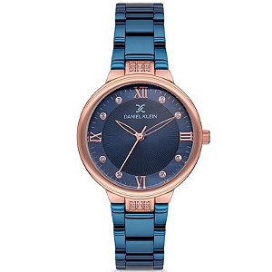 Relógio Feminino Daniel Klein DK.1.12548-5 Azul Premium com Detalhes em Rosé Gold