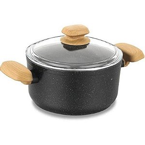 Panela Korkmaz com Tampa Preta e Marrom, 24cm x 12,5cm, 5L - Eficiente e Elegante