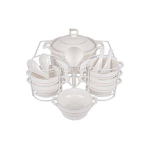 Conjunto de Sopas de Porcelana 15 Peças - Elegância para sua Mesa.