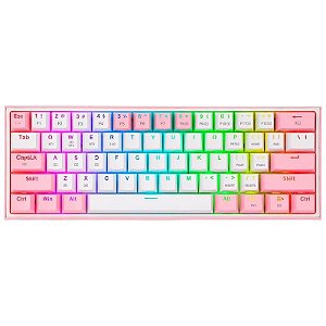 Teclado Gamer Sem Fio Redragon K616-RGB Fizz Pro - Branco e Rosa (Inglês)
