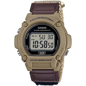 Relógio Casio W-219HB-5AVDF Masculino - Marrom Claro com Luz Integrada
