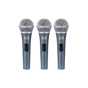 Microfone com Fio BLG WM-520 - Pacote com 3 Unidades - Cor Azul