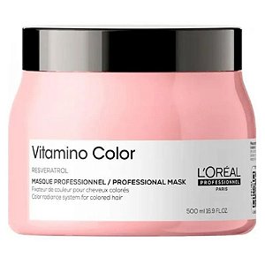 Máscara Capilar L'Oréal Vitamino Color com Resveratrol - 500mL para Cabelos Coloridos