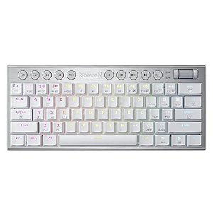 Teclado Mecânico Gamer Redragon K632W-RGB Horus Mini com Fio - Branco e Iluminação RGB