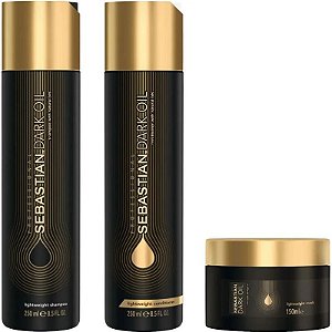 Conjunto Sebastian Dark Oil: Shampoo, Condicionador e Máscara Leve para Cabelos