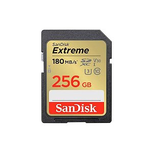 Cartão de Memória SD Sandisk Extreme 256GB 180MB/s - Alta Performance e Velocidade