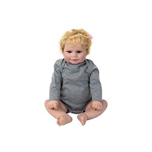 Boneca Reborn V-008 - 48cm em Silicone com Roupinha Cinza