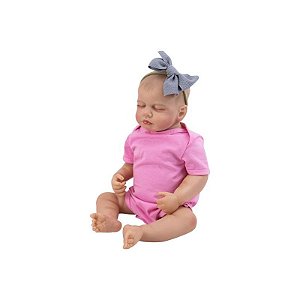 Boneca Reborn V-021 - 48CM em Silicone com Roupa Rosa