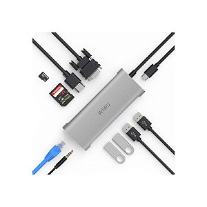 Hub USB C Alpha T5 Pro 4 em 1 Multiplas Portas HDMI 3.0. Áudio Estéreo 3.5mm e Typ