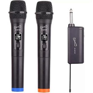 Microfone Sem Fio VHF Duplo Supersonic SC-907VHF - Cor Preta