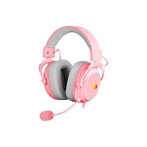 Headset Gamer Redragon Zeus X H510P-RGB USB Rosa com Iluminação LED