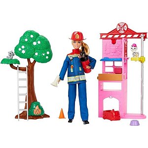 Boneca Barbie Bombeira - Conjunto Mattel para Brincadeira e Aventura