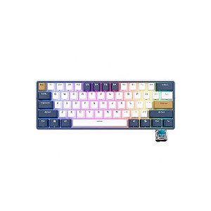 Teclado Mecânico Royal Kludge RK61 Plus Mini, 60%, RGB, Sem Fio, Switch Blue, Azul Klein
