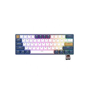 Teclado Mecânico Royal Kludge RK61 Plus Mini 60% RGB Wireless - Switch Brown Azul