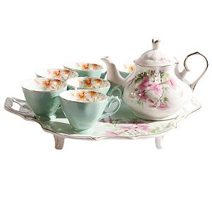 Conjunto Elegante de Porcelana para Chá e Café com 8 Peças