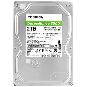 HD Toshiba S300 2TB 5400RPM 256MB - Disco Rígido SATA III para Vigilância