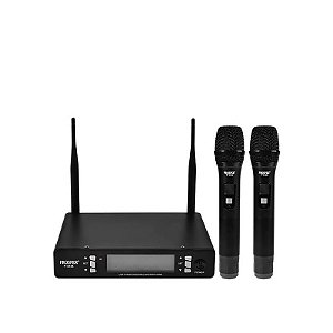 Microfone Sem Fio Prosper P-6185 com Dupla Captação - Preto