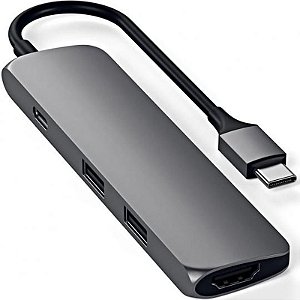 Adaptador Multi-Port USB-C Satechi Slim com HDMI e USB-A - Cinza Espacial