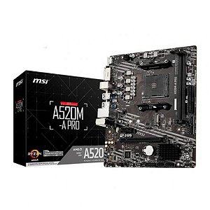 Placa Mãe MSI A520M-A Pro AM4 com DVI, HDMI e M.2 - Ideal para Montagens Eficientes
