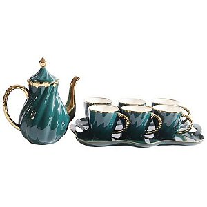 Conjunto Elegante de Porcelana para Chá e Café - 8 Peças Premium