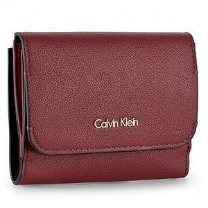 Carteira Feminina Calvin Klein Bordo Com Logo Ck Monograma