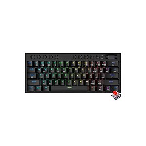 Teclado Mecânico Gamer Sem Fio Redragon K632RGB-Pro Horus Mini - Preto e Vermelho