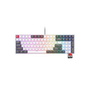 Teclado Mecânico RGB RK100 - Switch Vermelho - Cinza, Vermelho e Branco