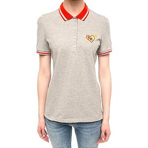 Camiseta Polo Tommy Hilfiger Feminina Cinza Xl - Modelo Ww0Ww17914-039