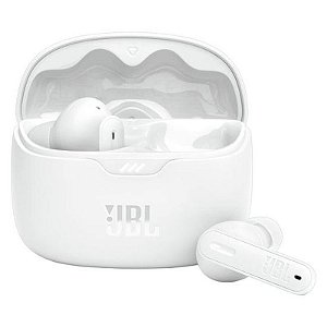 Fone de Ouvido Sem Fio JBL Tune Beam - Cor Branca, Áudio de Alta Qualidade