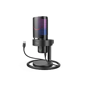 Microfone Profissional Gamer USB RGB Preto - Modelo Fifine A9