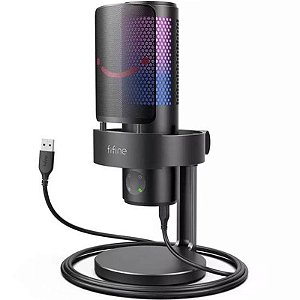 Microfone USB RGB Fifine A9 - Preto para Streaming e Gravações Professionais
