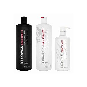 Kit Sebastian Penetraitt: Shampoo 1L, Condicionador 1L e Máscara Capilar 500ML