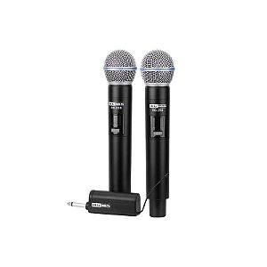 Microfone Sem Fio BLG BG-258 - Conjunto com 2 Unidades - Cor Preta