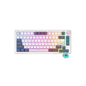 Teclado Mecânico Wireless Royal Kludge RKH81 RGB 75% Switch SKY Cyan - Branco Noite