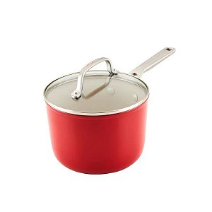 Caçarola Antiaderente de Cerâmica 31CM com Tampa de Vidro - Vermelho Imperial Kitchenaid