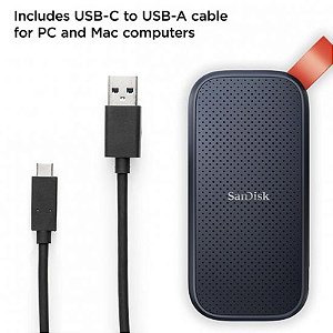 SSD Externo HD 1TB Sandisk SDSSDE30 - Conectividade USB/USB-C