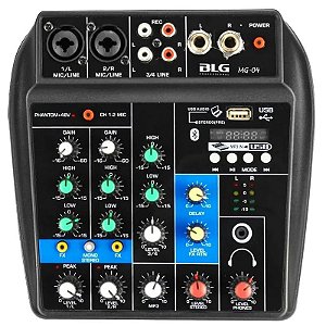 Mixer de Áudio BLG Mini 4 Canais MG-04