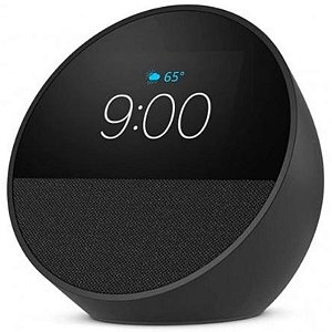 Caixa de Som Inteligente Amazon Echo Spot com Alexa e Relógio Preto 2024