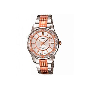 Relógio Casio LTP-1358RG-7AVDF Feminino Rosa e Prata Elegante